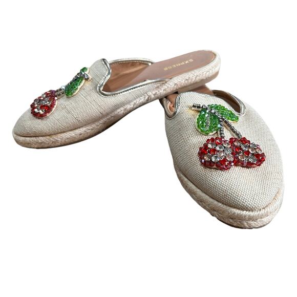 Express Cherry Rhinestone Slip ons Flats Size 7 Retro Glam Twee Coquette Comfy - Picture 4 of 8